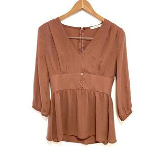 Antoinette Peplum 34 Sleeve Waist Band Detail Zip Up Blouse